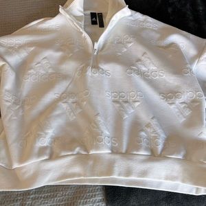 White Adidas crop sweatshirt